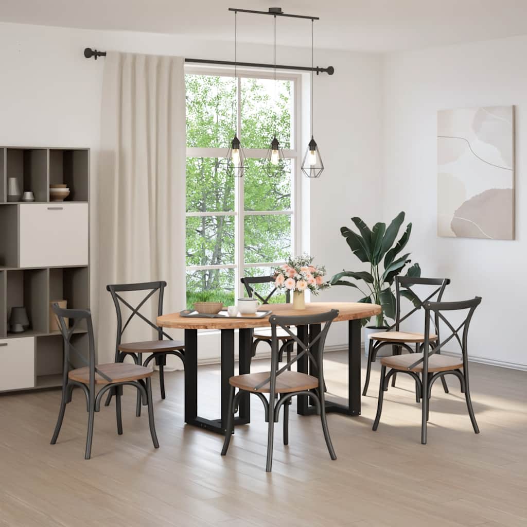 Eettafel 200x100x74 cm ovaal massief eikenhout lichtbruin image 2