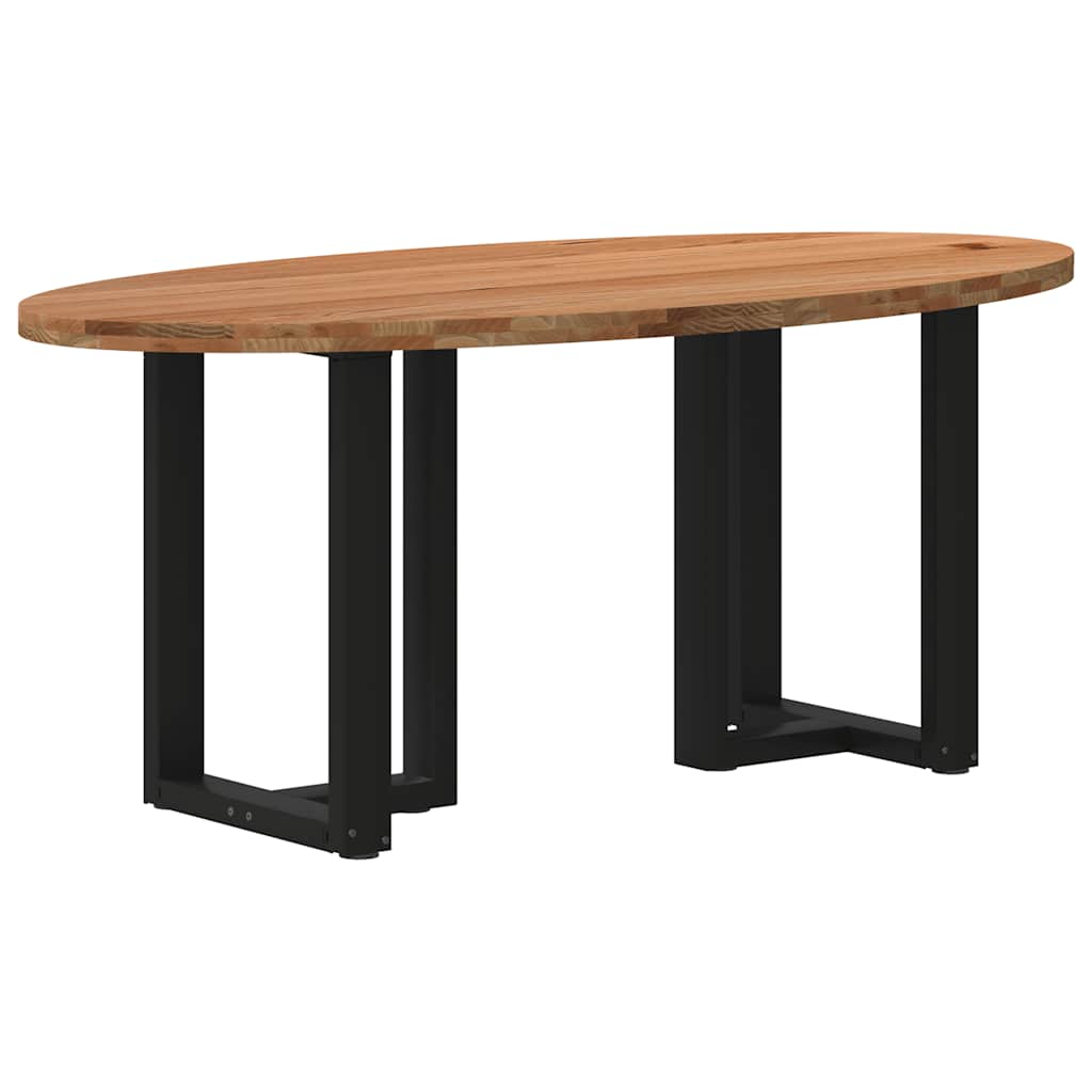 Eettafel 200x100x74 cm ovaal massief eikenhout lichtbruin image 6