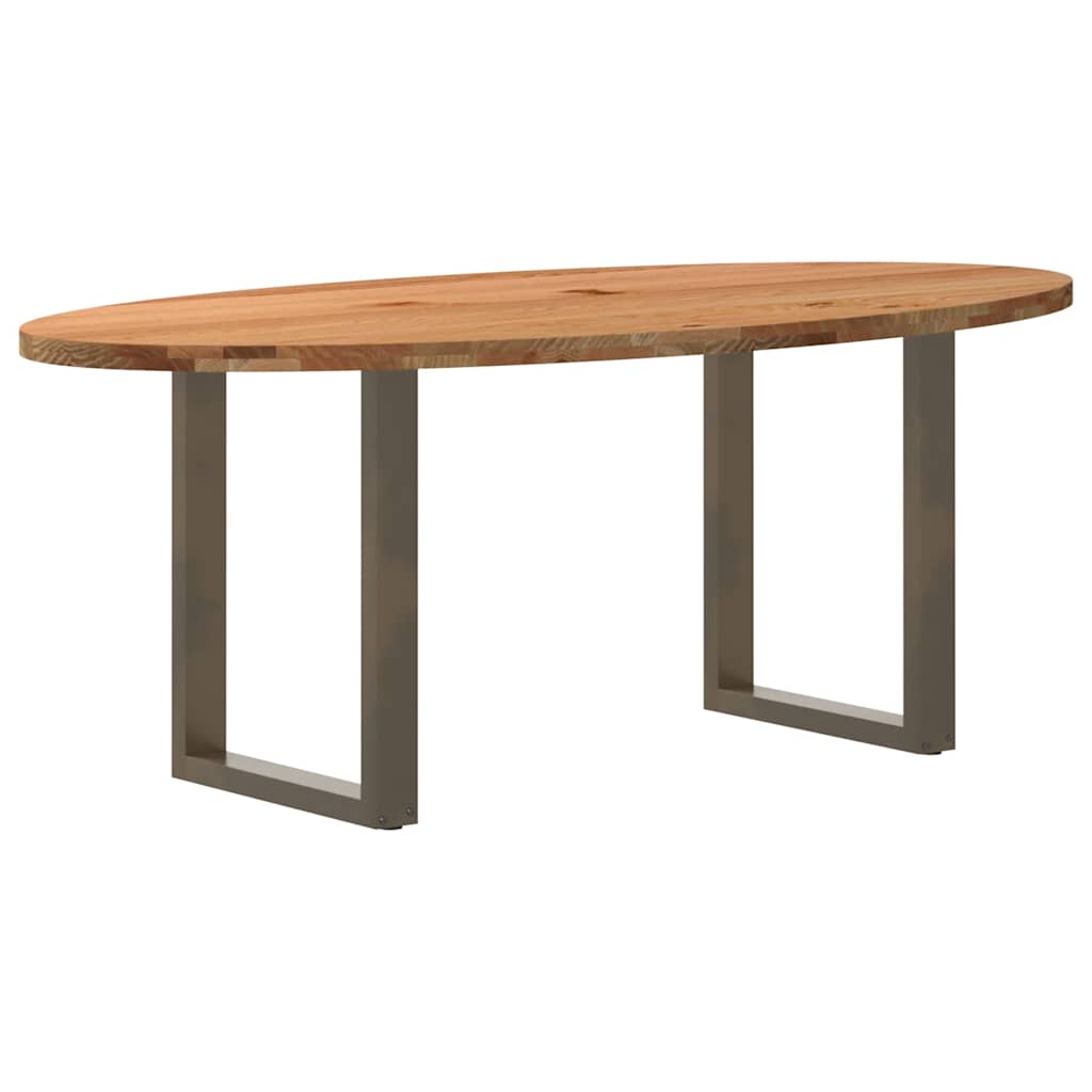 Eettafel 200x100x74 cm ovaal massief eikenhout lichtbruin image 5