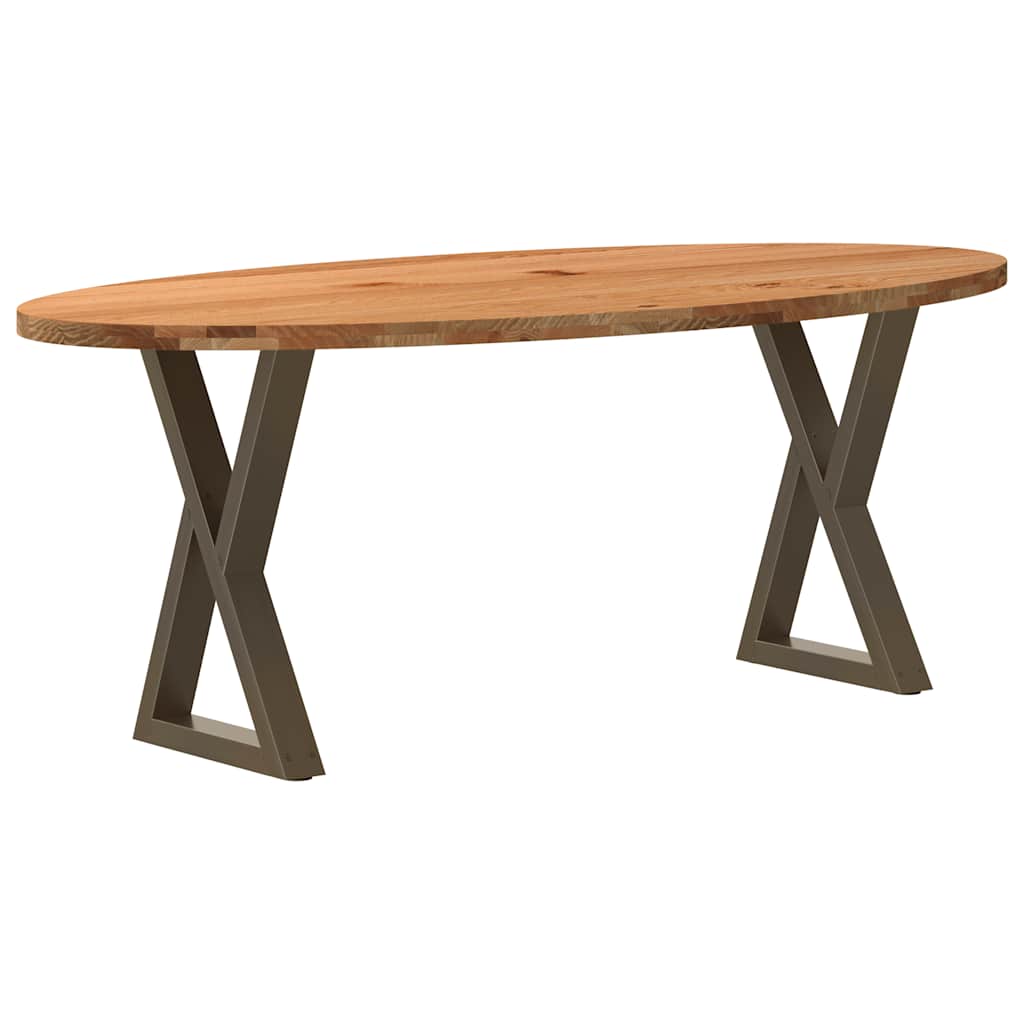 Eettafel 200x100x74 cm ovaal massief eikenhout lichtbruin image 5