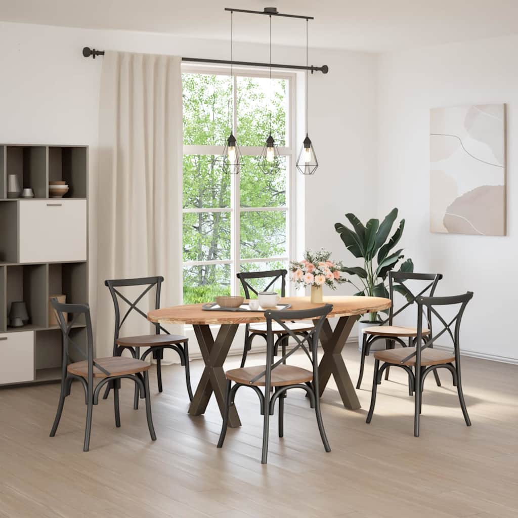 Eettafel 200x100x74 cm ovaal massief eikenhout lichtbruin image 2