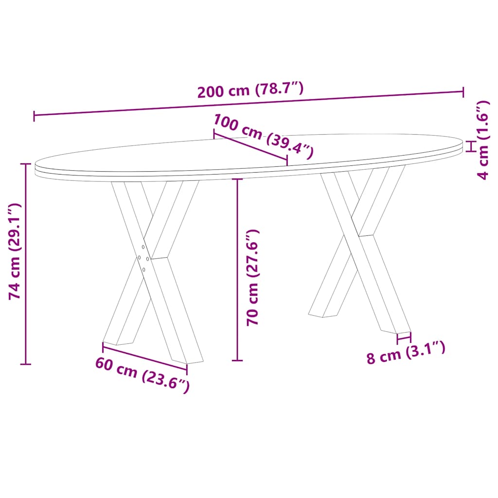 Eettafel 200x100x74 cm ovaal massief eikenhout lichtbruin image 13