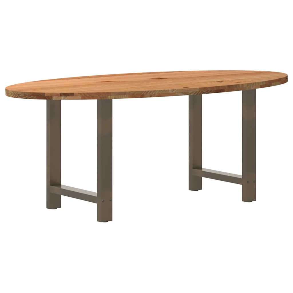 Eettafel 200x100x74 cm ovaal massief eikenhout lichtbruin image 5
