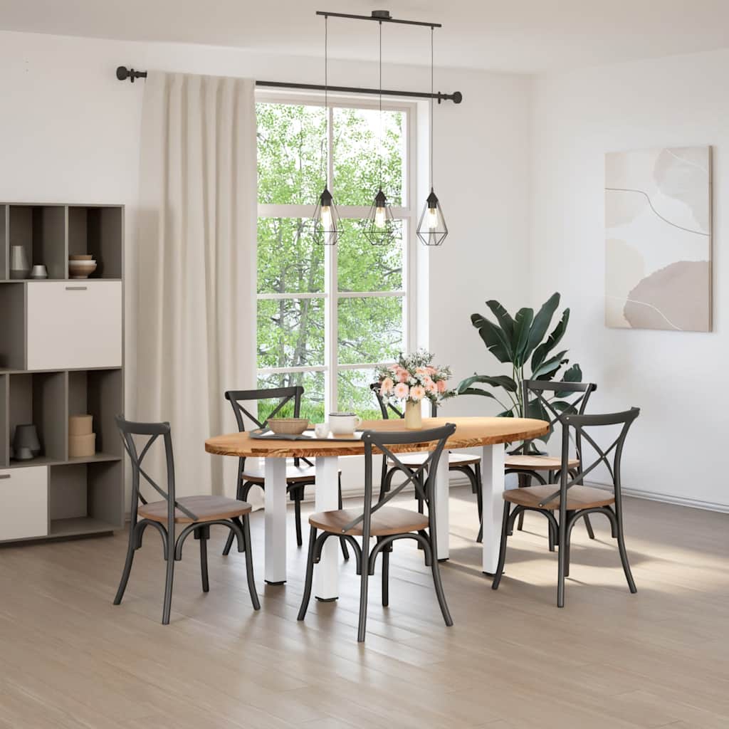 vidaXL Eettafel 200x100x74 cm ovaal massief eikenhout lichtbruin