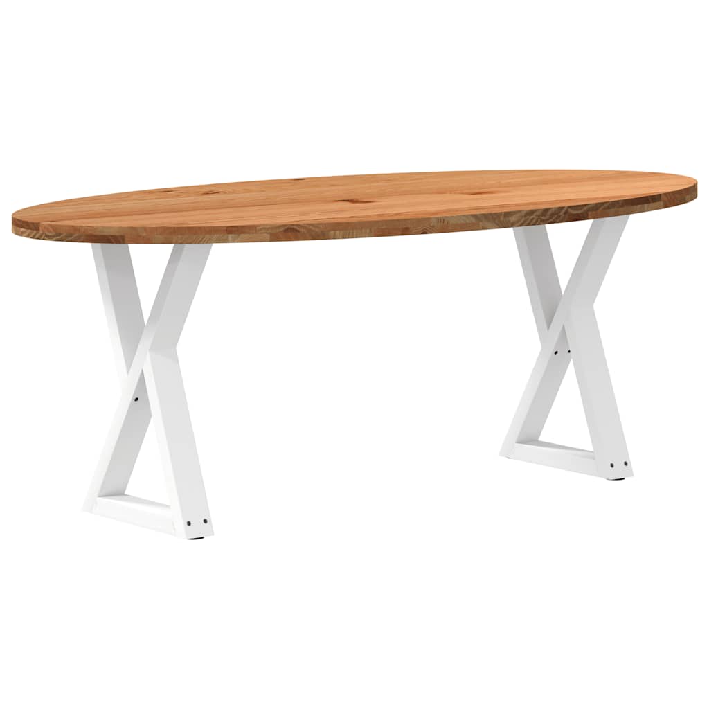 Eettafel 200x100x74 cm ovaal massief eikenhout lichtbruin image 1