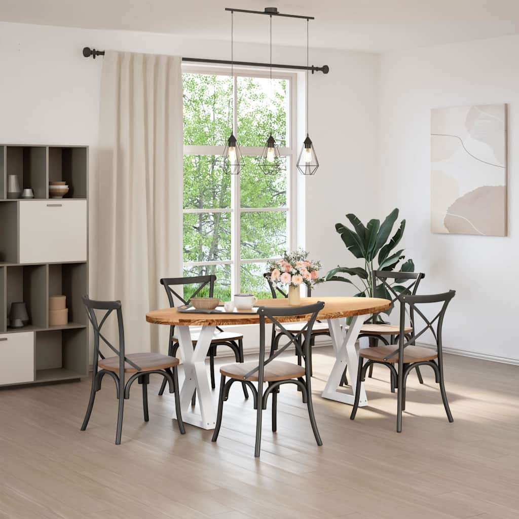 Eettafel 200x100x74 cm ovaal massief eikenhout lichtbruin image 2