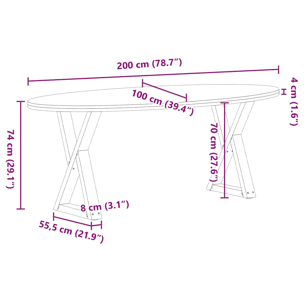 Eettafel 200x100x74 cm ovaal massief eikenhout lichtbruin image 13