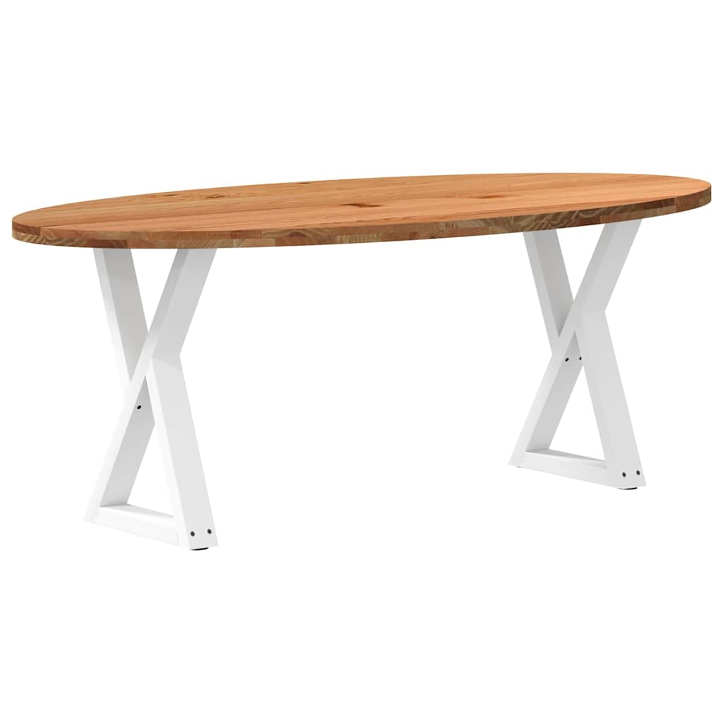 Eettafel 200x100x74 cm ovaal massief eikenhout lichtbruin image 3