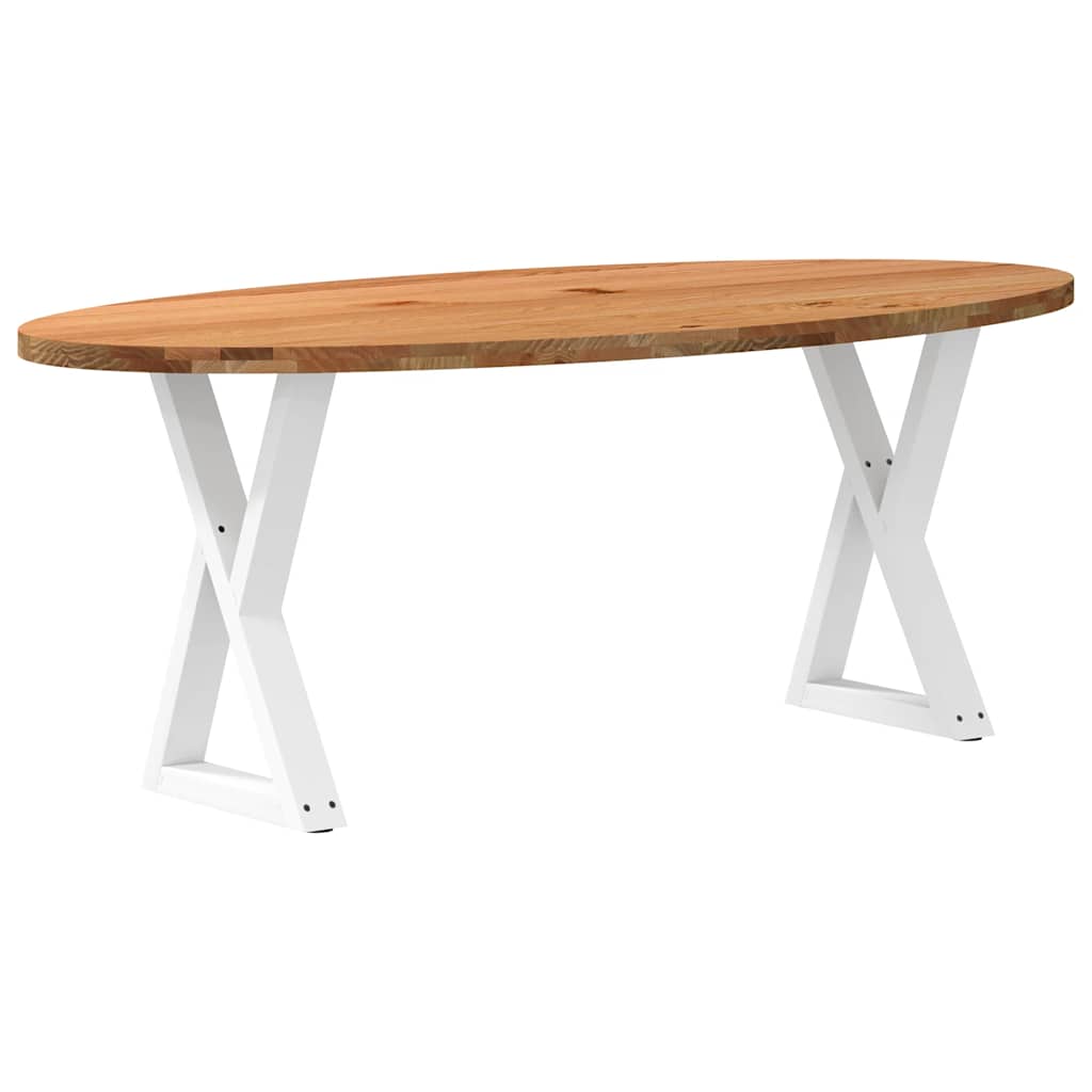 Eettafel 200x100x74 cm ovaal massief eikenhout lichtbruin image 5