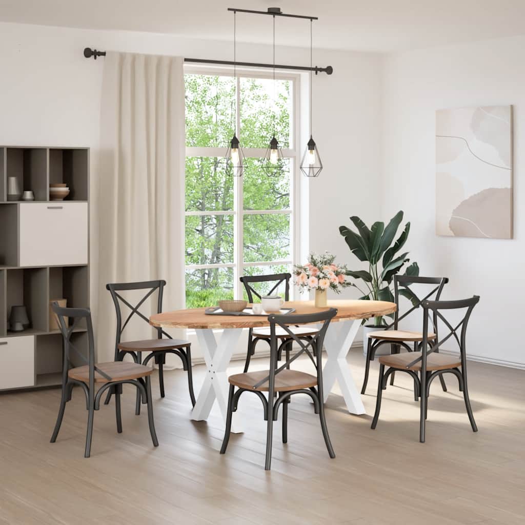 Eettafel 200x100x74 cm ovaal massief eikenhout lichtbruin image 2