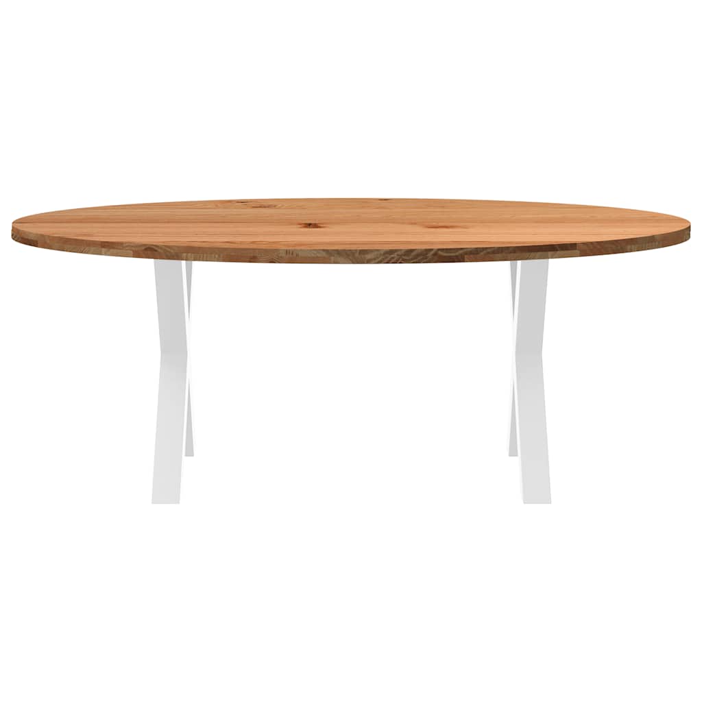 Eettafel 200x100x74 cm ovaal massief eikenhout lichtbruin image 3