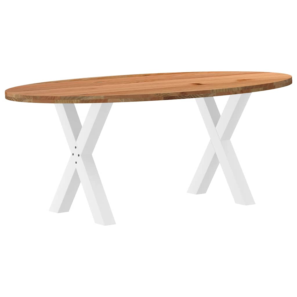 Eettafel 200x100x74 cm ovaal massief eikenhout lichtbruin image 6