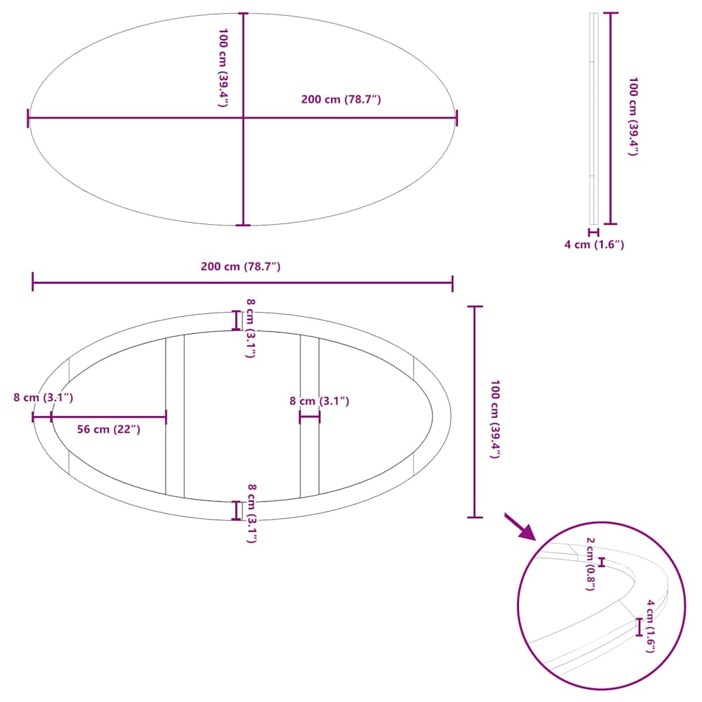 Eettafel 200x100x74 cm ovaal massief eikenhout lichtbruin image 13