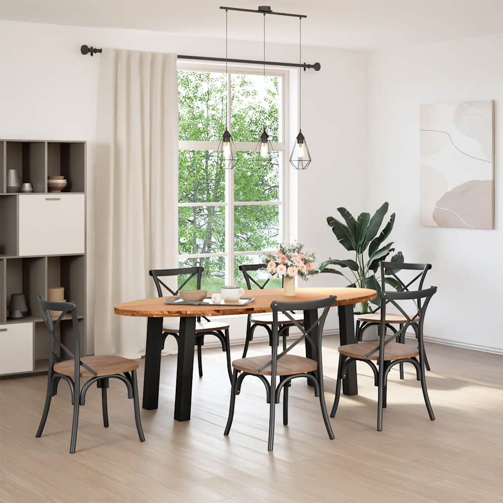 vidaXL Eettafel 220x100x74 cm ovaal massief eikenhout lichtbruin afbeelding