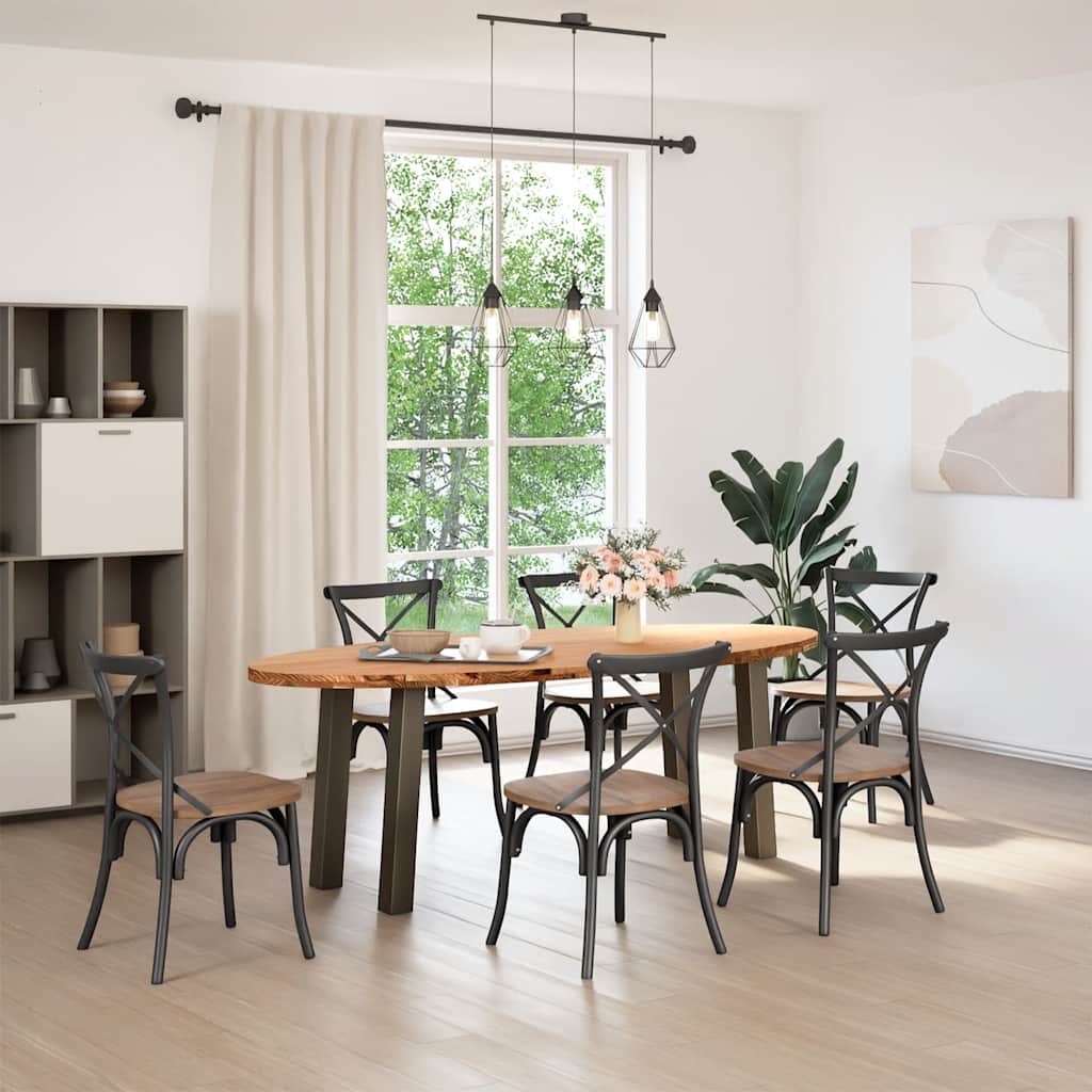 vidaXL Eettafel 220x100x74 cm ovaal massief eikenhout lichtbruin afbeelding