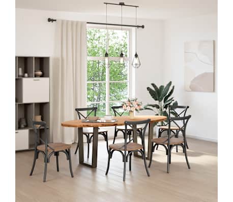 vidaXL Table &agrave; manger 220x100x74 cm bois de ch&ecirc;ne massif ovale