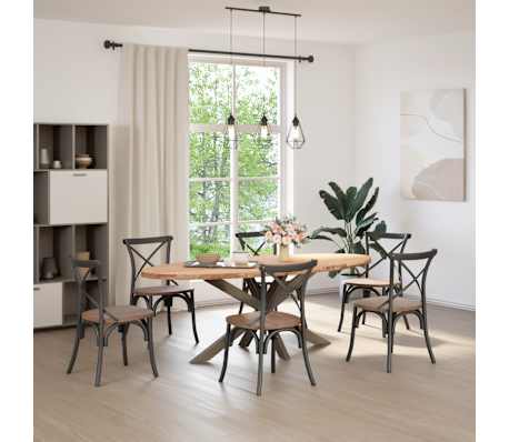 vidaXL Table &agrave; manger 220x100x74 cm bois de ch&ecirc;ne massif ovale