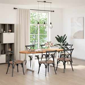 vidaXL Table &agrave; manger 220x100x74 cm bois de ch&ecirc;ne massif ovale