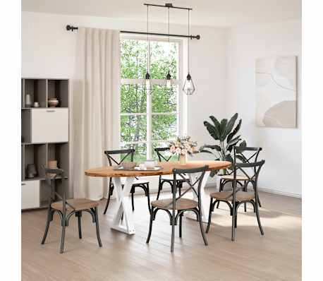 vidaXL Table &agrave; manger 220x100x74 cm bois de ch&ecirc;ne massif ovale