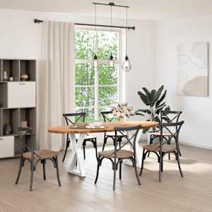 vidaXL Table &agrave; manger 220x100x74 cm bois de ch&ecirc;ne massif ovale