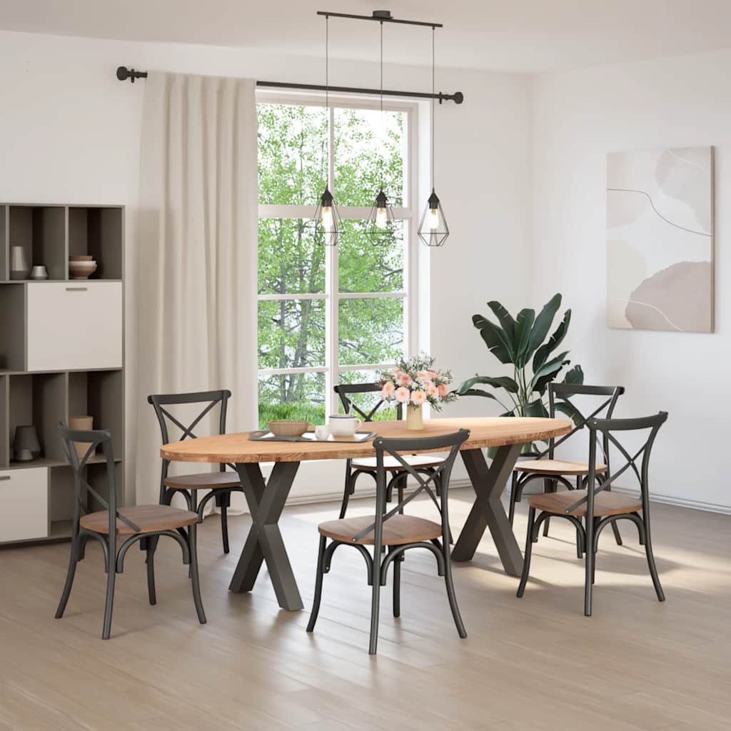 vidaXL Eettafel 240x100x74 cm ovaal massief eikenhout lichtbruin afbeelding