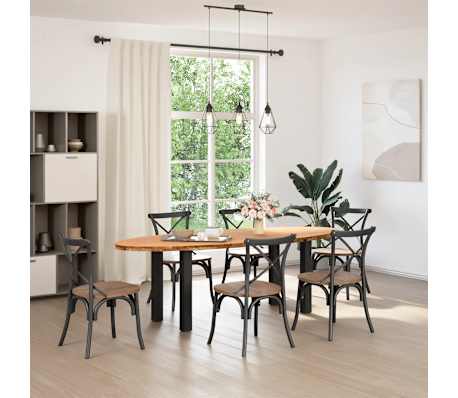 vidaXL Table &agrave; manger marron clair bois de ch&ecirc;ne massif ovale