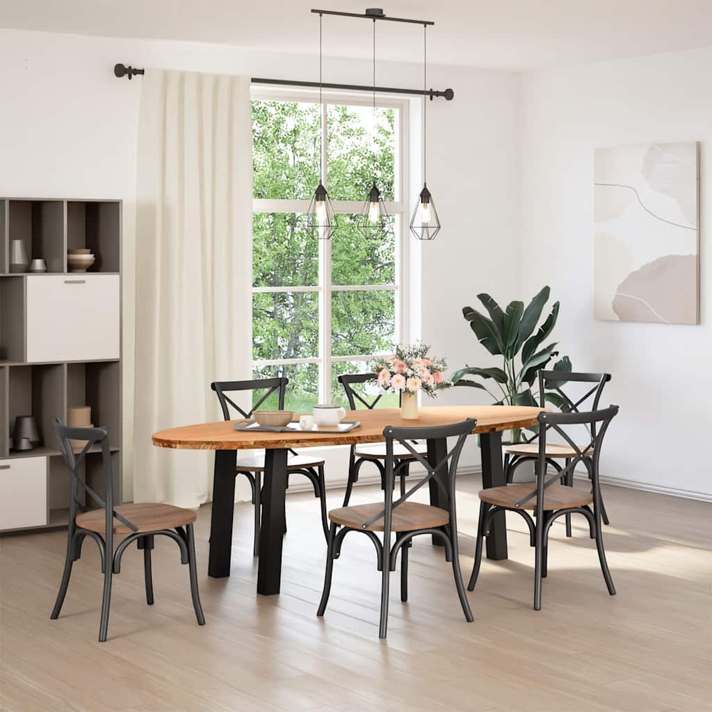 vidaXL Eettafel 240x100x74 cm ovaal massief eikenhout lichtbruin afbeelding