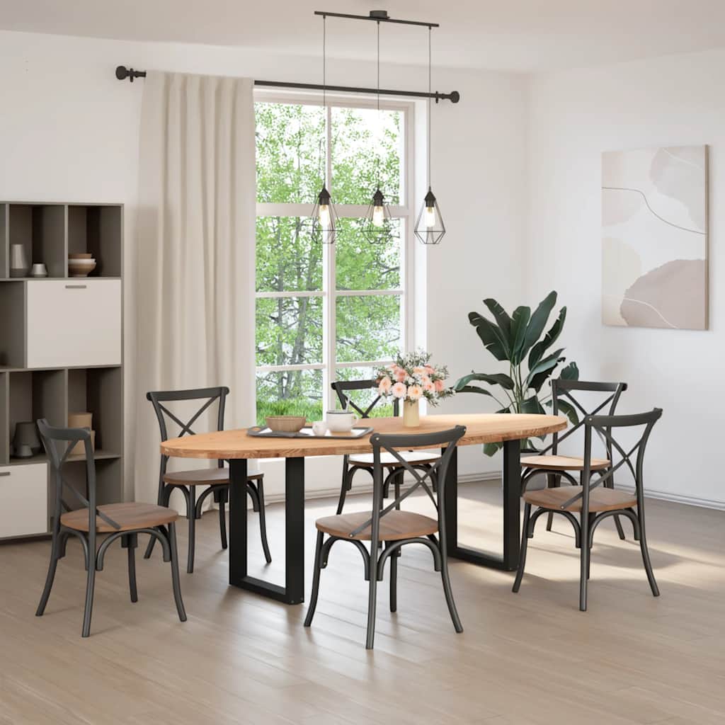 vidaXL Eettafel 240x100x74 cm ovaal massief eikenhout lichtbruin afbeelding
