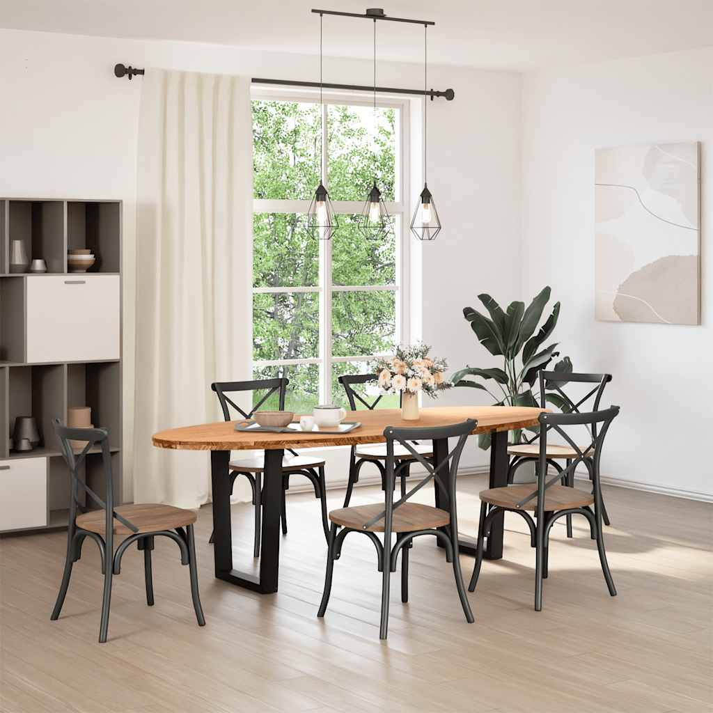 vidaXL Eettafel 240x100x74 cm ovaal massief eikenhout lichtbruin afbeelding