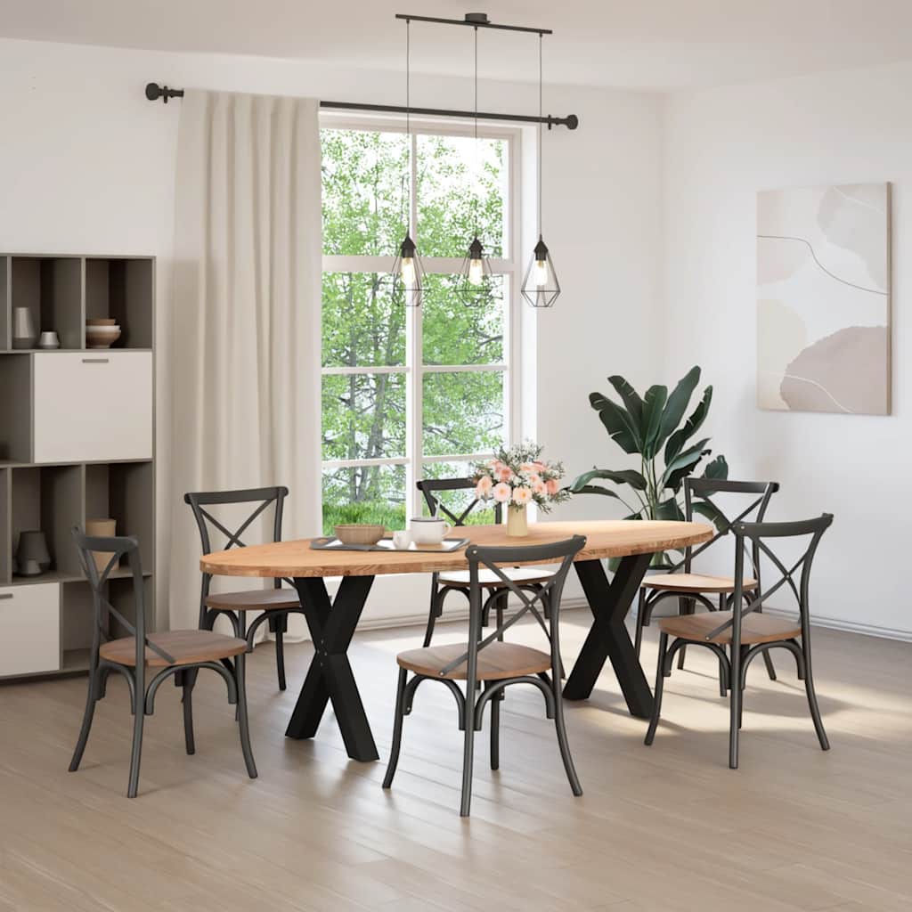 vidaXL Eettafel 240x100x74 cm ovaal massief eikenhout lichtbruin afbeelding