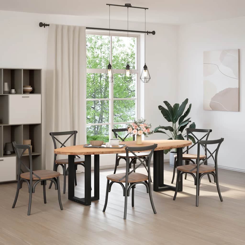 vidaXL Eettafel 240x100x74 cm ovaal massief eikenhout lichtbruin afbeelding