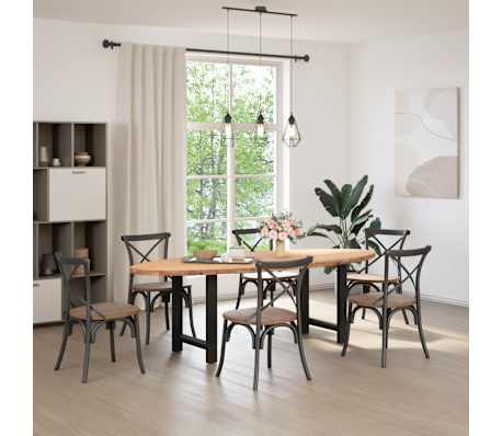 vidaXL Eettafel 240x100x74 cm ovaal massief eikenhout lichtbruin