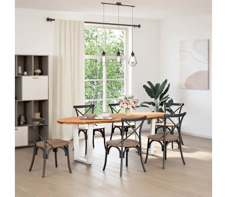 vidaXL Eettafel 240x100x74 cm ovaal massief eikenhout lichtbruin