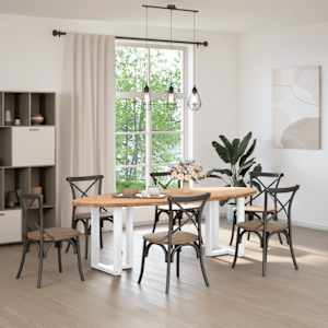 vidaXL Esstisch Hellbraun 240x100x74 cm Massivholz Eiche Oval