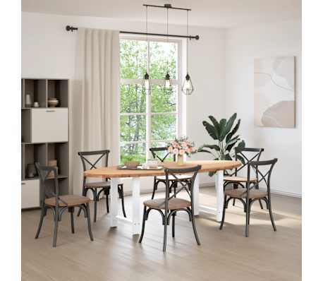 vidaXL Table &agrave; manger marron clair bois de ch&ecirc;ne massif ovale