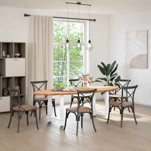 vidaXL Table &agrave; manger marron clair bois de ch&ecirc;ne massif ovale