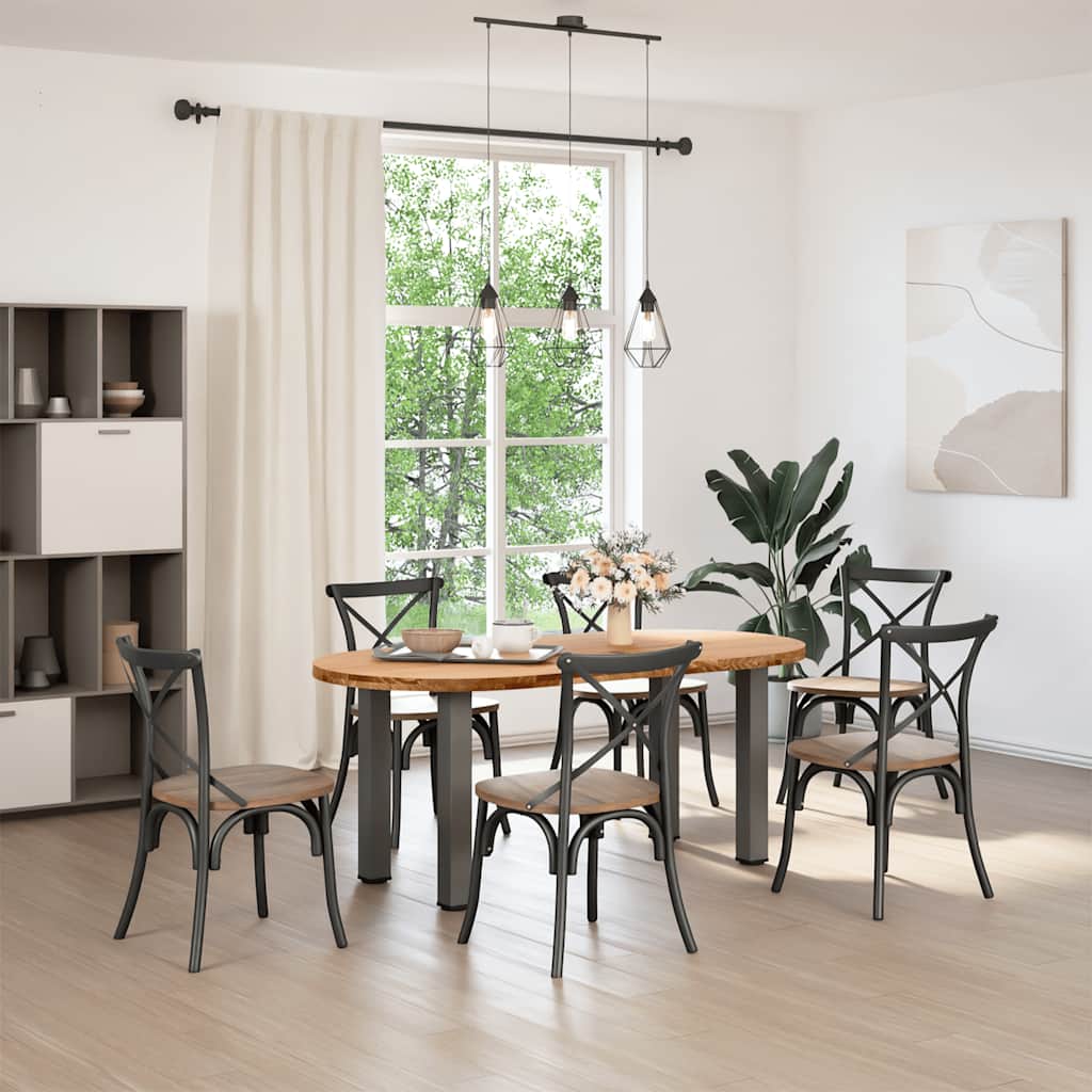 vidaXL Eettafel 180x90x74 cm ovaal massief eikenhout lichtbruin afbeelding