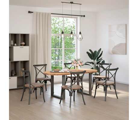 vidaXL Table &agrave; manger marron clair bois de ch&ecirc;ne massif ovale