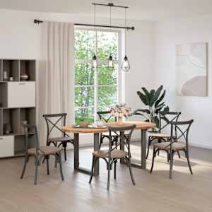 vidaXL Table &agrave; manger marron clair bois de ch&ecirc;ne massif ovale