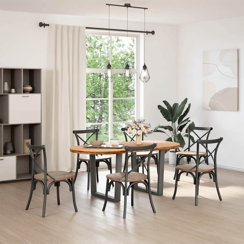 vidaXL Eettafel 180x90x74 cm ovaal massief eikenhout lichtbruin afbeelding