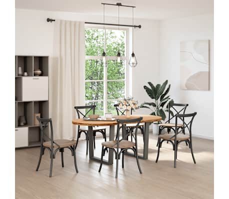 vidaXL Table &agrave; manger marron clair bois de ch&ecirc;ne massif ovale