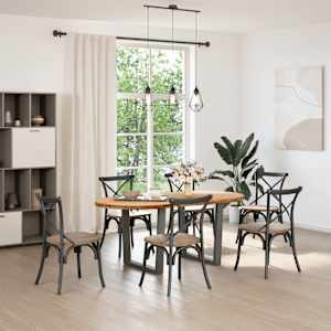 vidaXL Table &agrave; manger marron clair bois de ch&ecirc;ne massif ovale