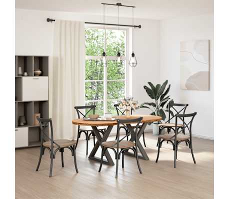 vidaXL Table &agrave; manger marron clair bois de ch&ecirc;ne massif ovale