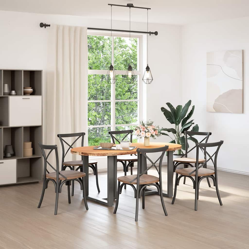 vidaXL Eettafel 180x90x74 cm ovaal massief eikenhout lichtbruin afbeelding