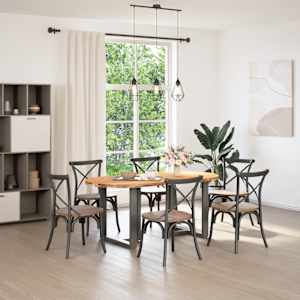 vidaXL Table &agrave; manger marron clair bois de ch&ecirc;ne massif ovale