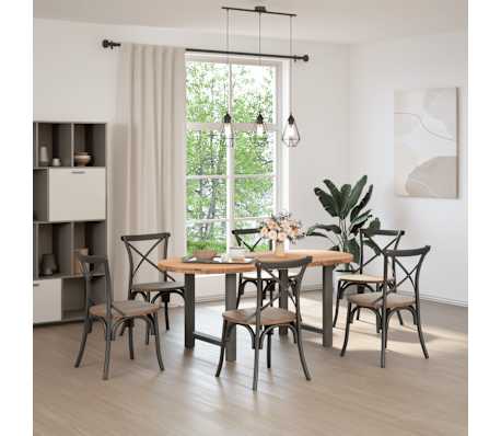 vidaXL Table &agrave; manger marron clair bois de ch&ecirc;ne massif ovale