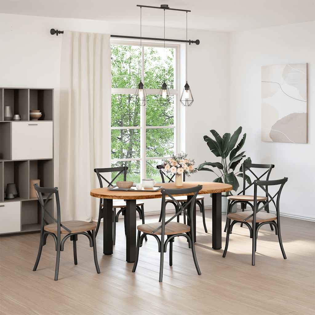 vidaXL Eettafel 180x90x74 cm ovaal massief eikenhout lichtbruin afbeelding