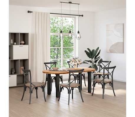 vidaXL Table &agrave; manger marron clair bois de ch&ecirc;ne massif ovale