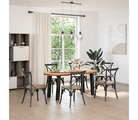 vidaXL Table &agrave; manger marron clair bois de ch&ecirc;ne massif ovale