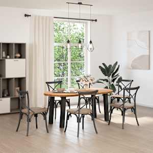 vidaXL Table &agrave; manger marron clair bois de ch&ecirc;ne massif ovale